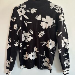 Daniel Rainn Black and White Floral Mock Neck Sweater